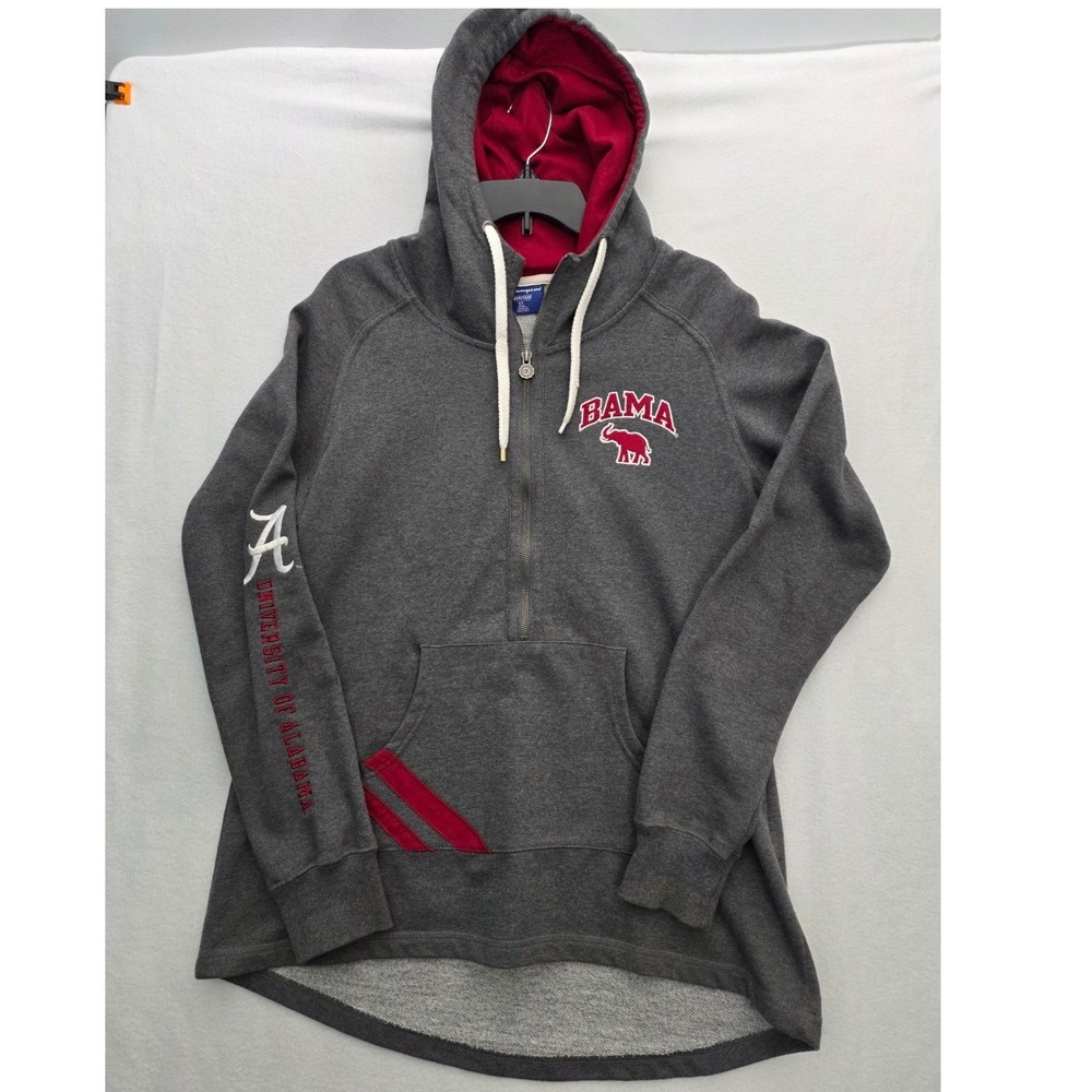 Champion Alabama Crimson Tide Quarter Zip Hoodie XL Gray Fleece Gameday Sporty